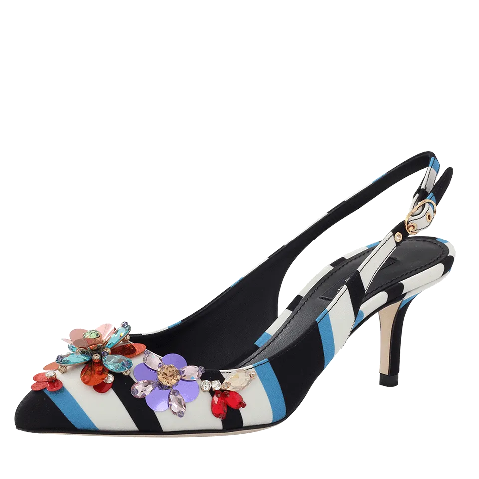 Striped Jewel Toe Slingback