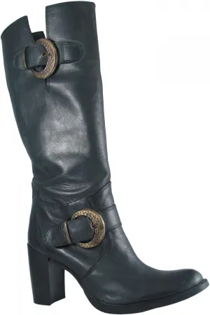 Strong 7002-P Women's Dress/Casual Italian Leather Knee high High Heel Boots, Black Size 40