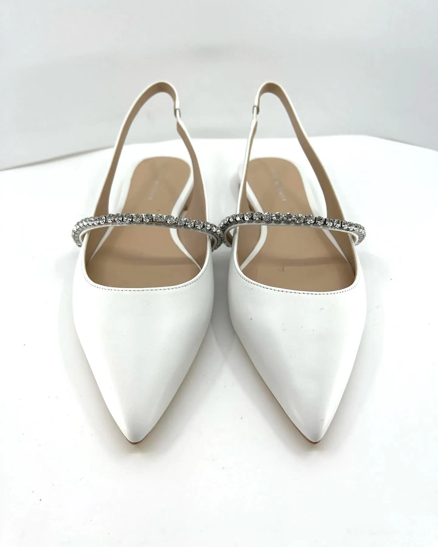 STUART WEITZMAN CRYSTALLINE EMBELLISHED LEATHER SLINGBACK SHOES
