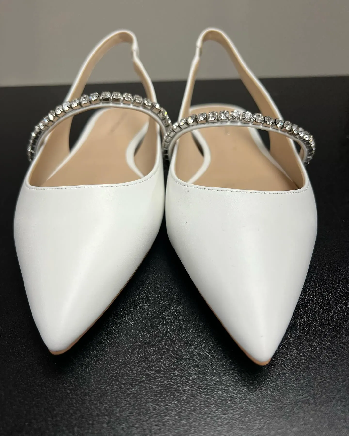 STUART WEITZMAN CRYSTALLINE EMBELLISHED LEATHER SLINGBACK SHOES