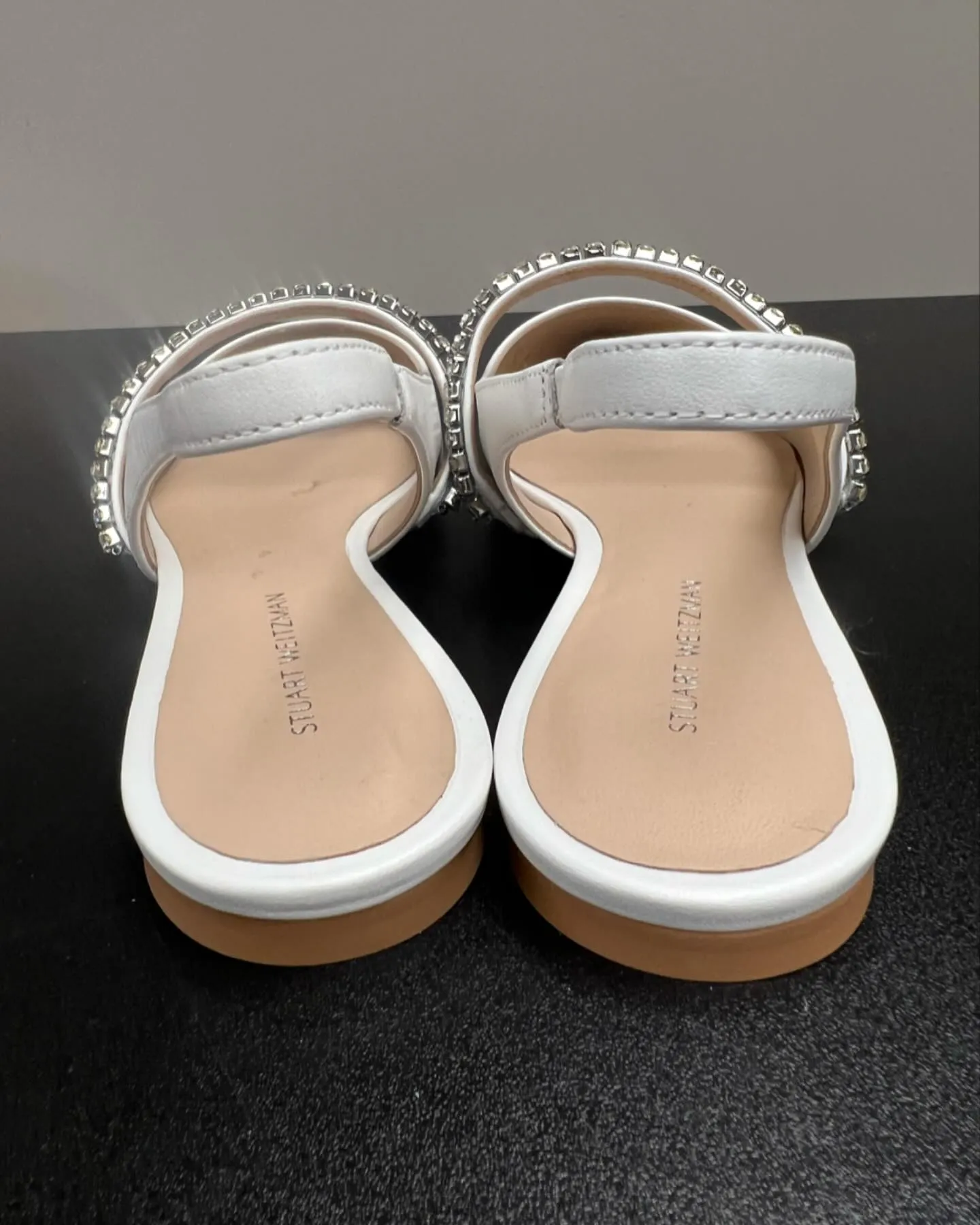 STUART WEITZMAN CRYSTALLINE EMBELLISHED LEATHER SLINGBACK SHOES