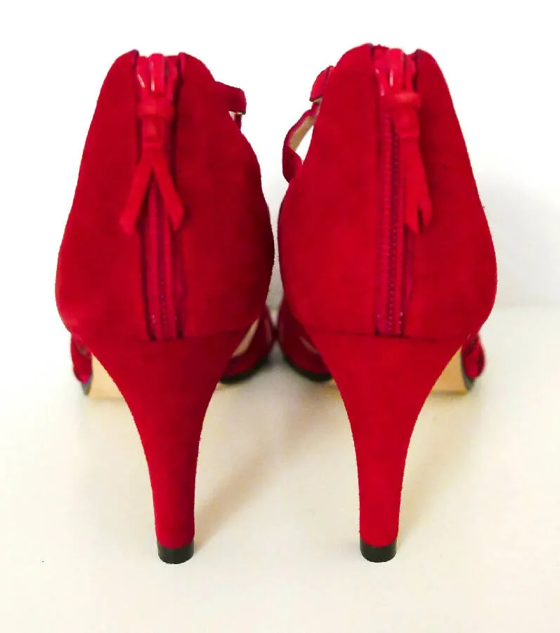 Stuart Weitzman women's red suede gladiator heeled sandals
