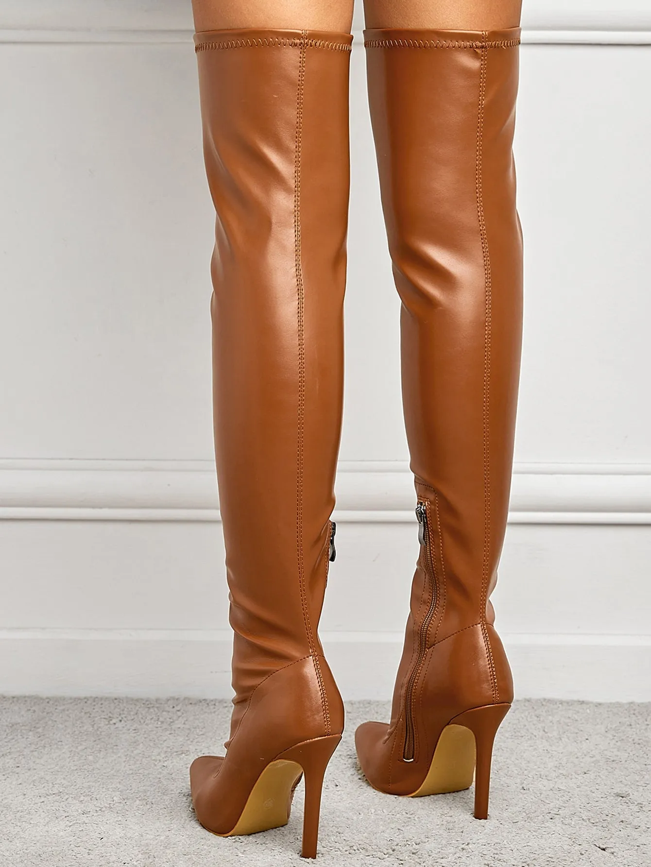 Suede Over The Knee Side Zipper Boots