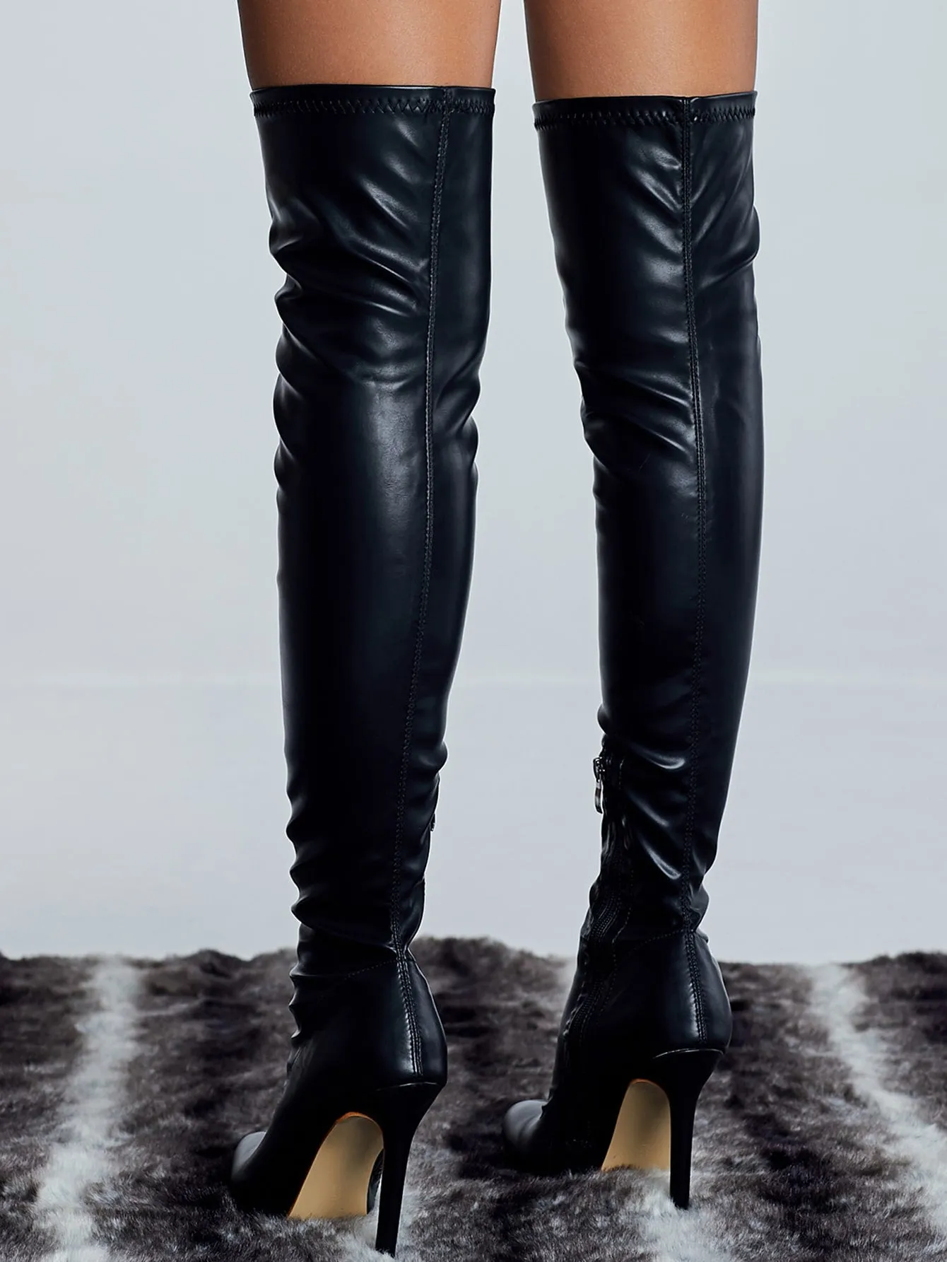 Suede Over The Knee Side Zipper Boots