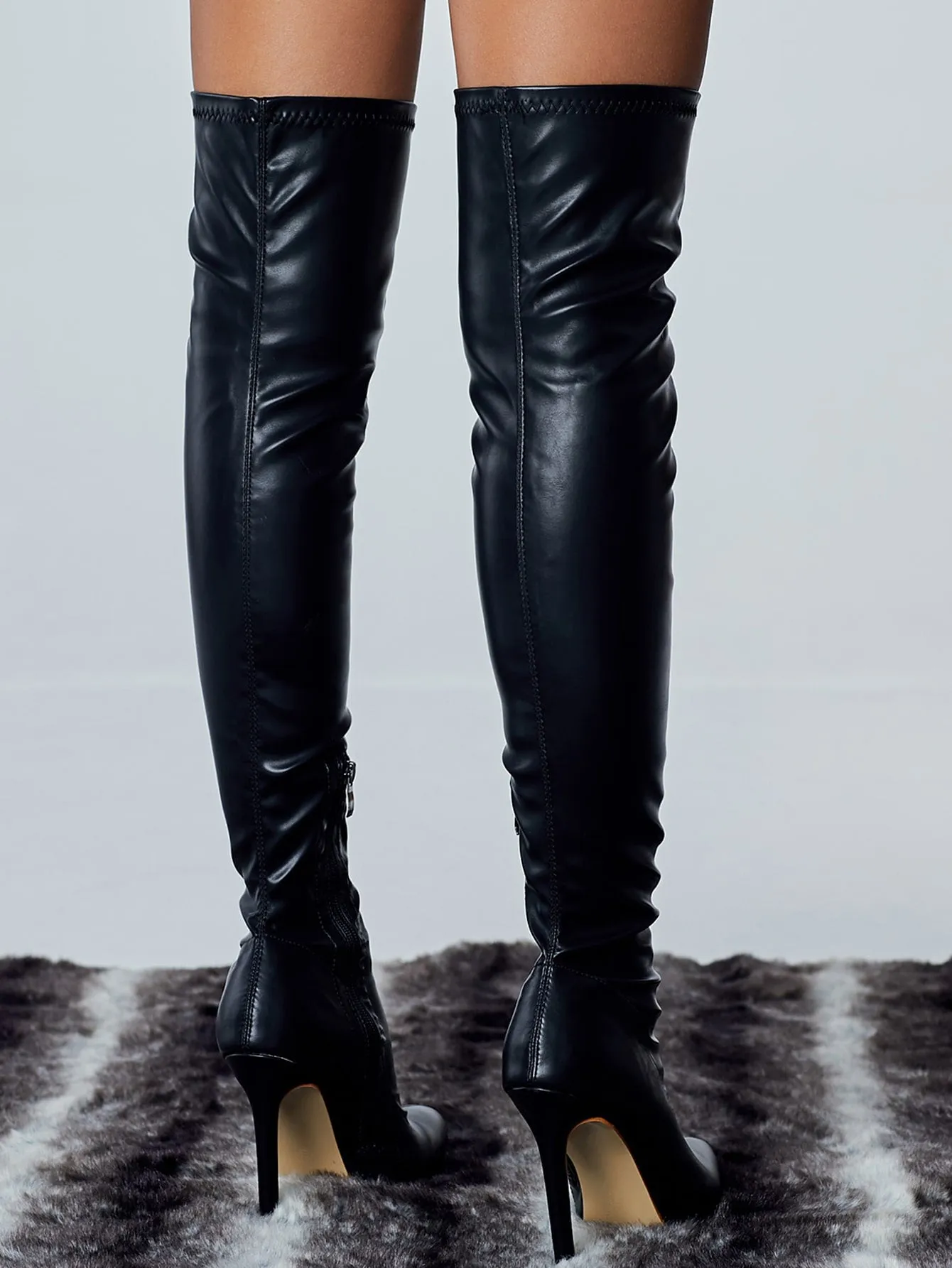 Suede Over The Knee Side Zipper Boots