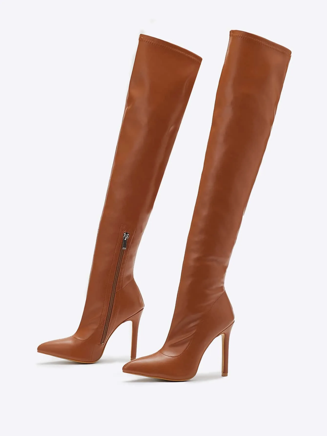 Suede Over The Knee Side Zipper Boots