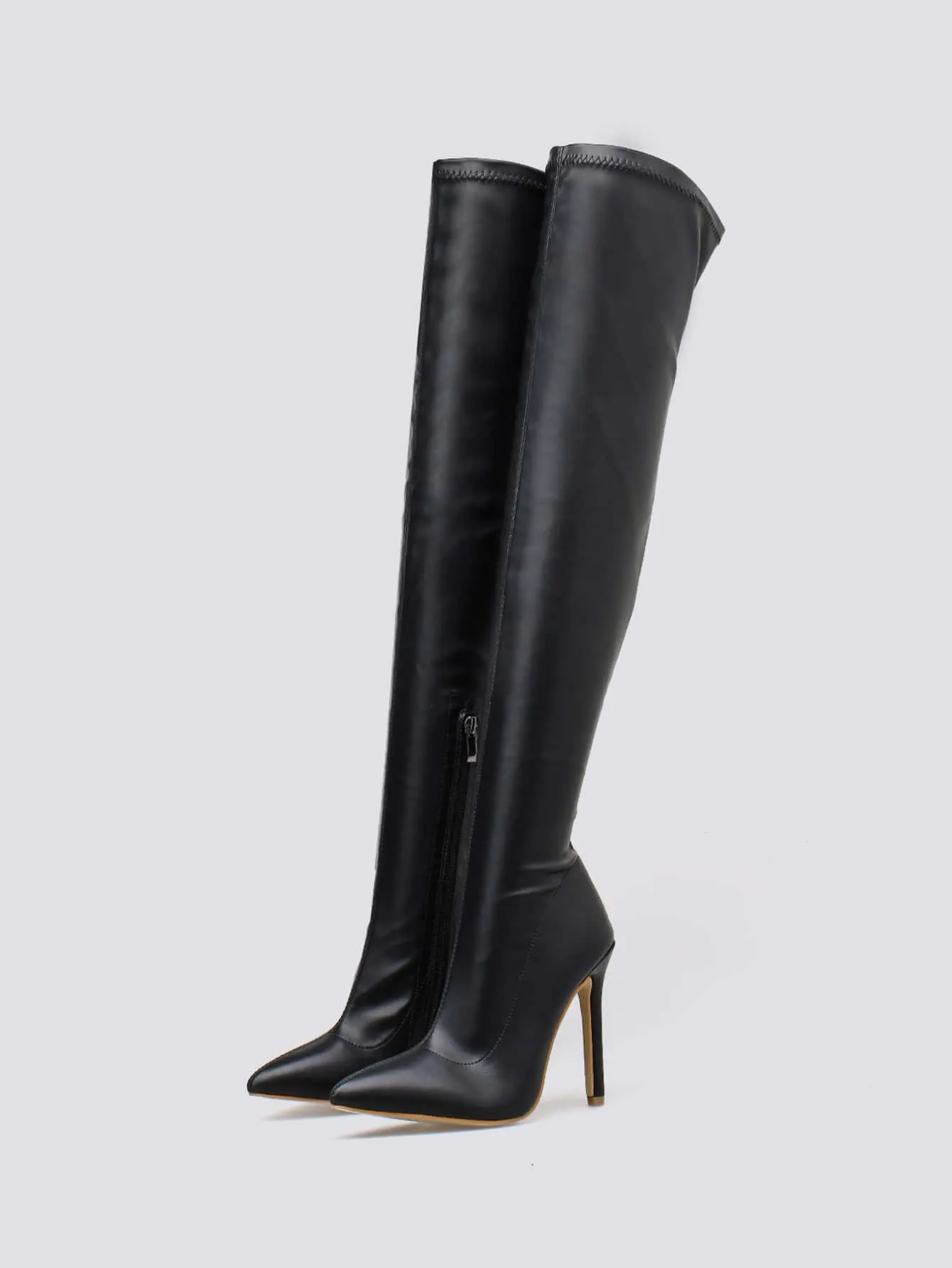 Suede Over The Knee Side Zipper Boots