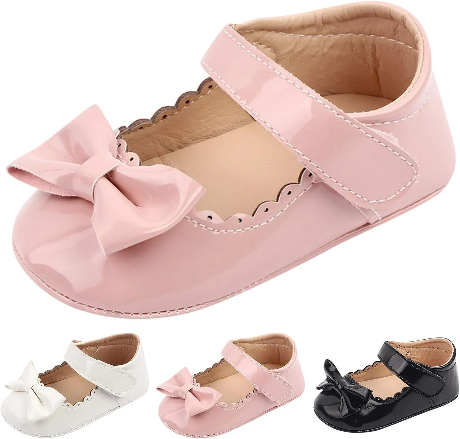 Summer Children Infant Toddler Shoes Girls Sports Flat Bottom Lightweight Hook Loop Solid Color Bow Boys Shoes Size 11