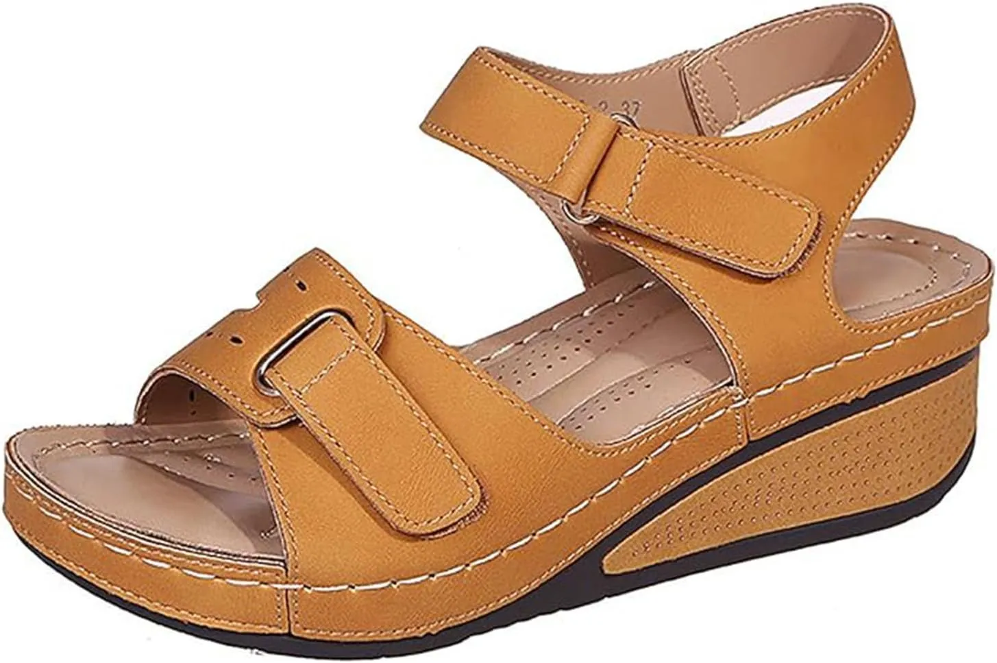 Summer Sandals for Women - Fashion Wedge Sandals with Ankle Strap Platform Sandal Open Toe Ankle Strap Casual Low Heel Slip on Open Toe Beach & Outdoor Sandal 2025