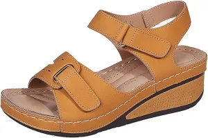 Summer Sandals for Women - Fashion Wedge Sandals with Ankle Strap Platform Sandal Open Toe Ankle Strap Casual Low Heel Slip on Open Toe Beach & Outdoor Sandal 2025