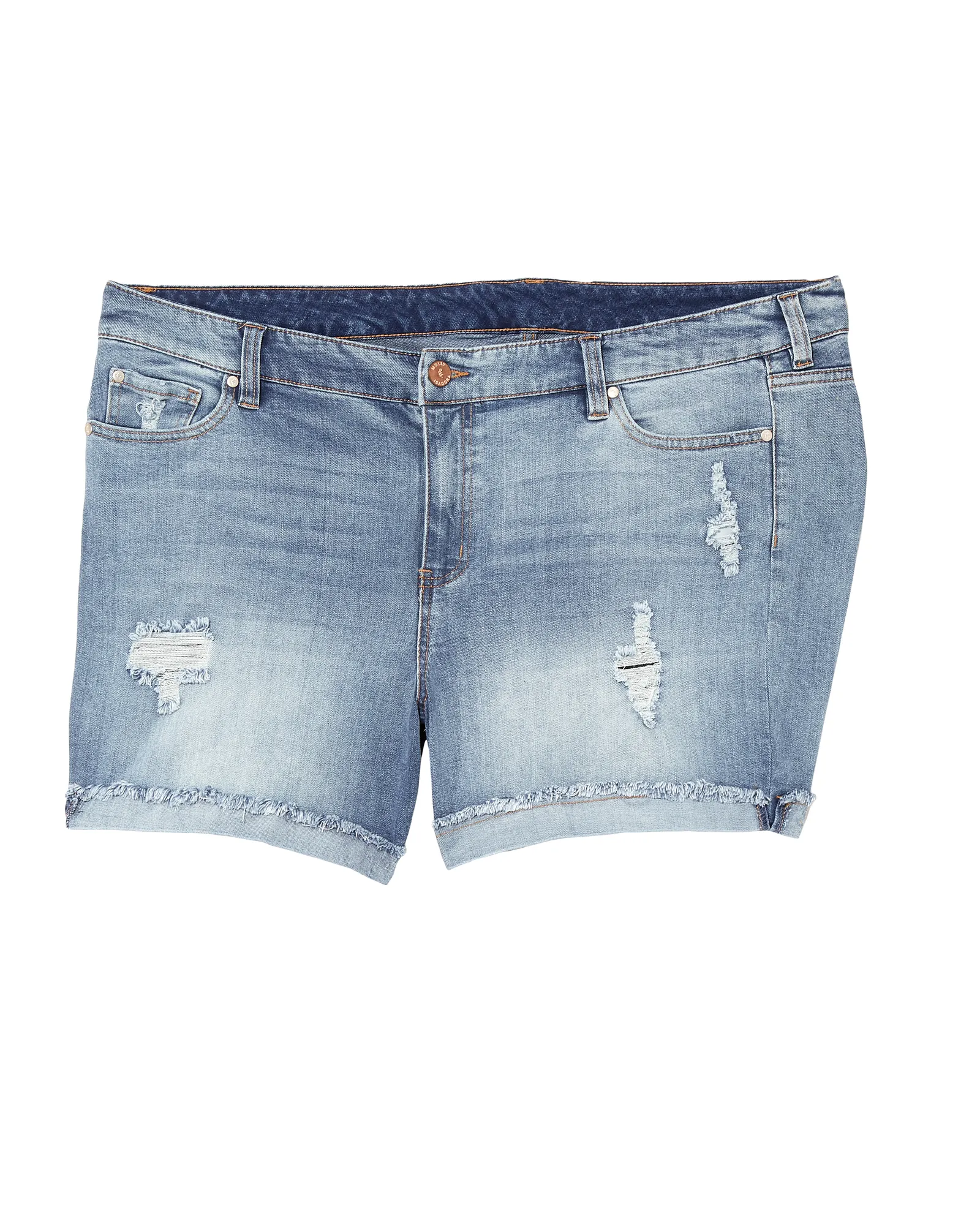 Sunnyside Distressed Short with Cuffed Fray Hem | Light Wash