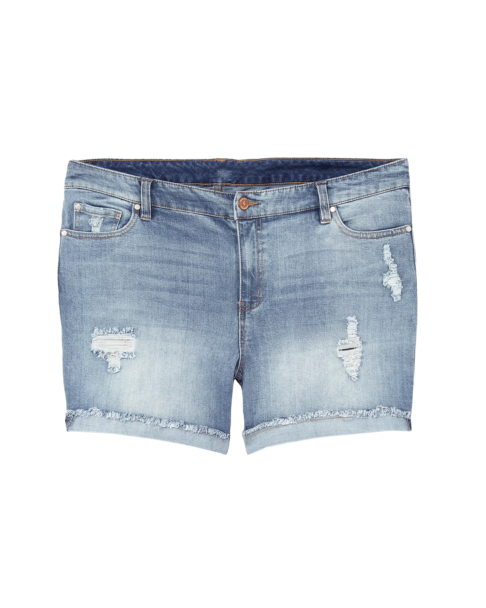 Sunnyside Distressed Short with Cuffed Fray Hem | Light Wash