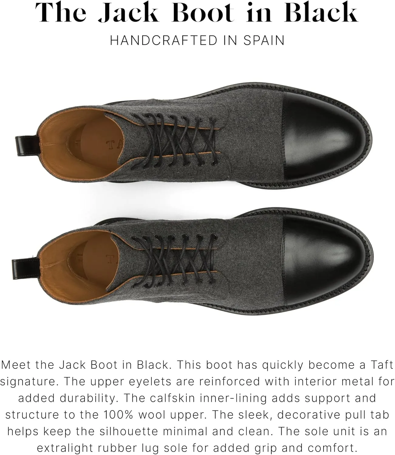 TAFT Jack Boot Handcrafted Leather and Wool Mens Dress Boot