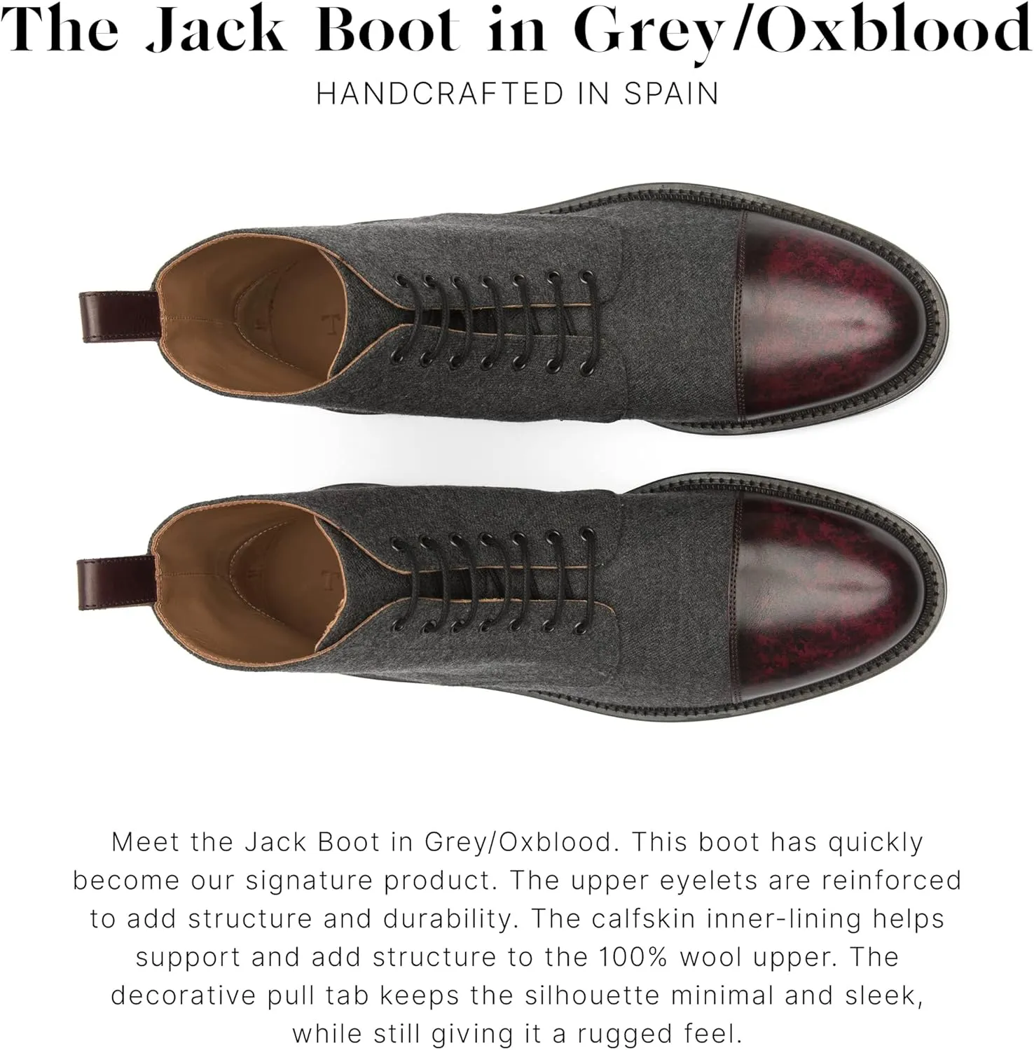 TAFT Jack Boot Handcrafted Leather and Wool Mens Dress Boot