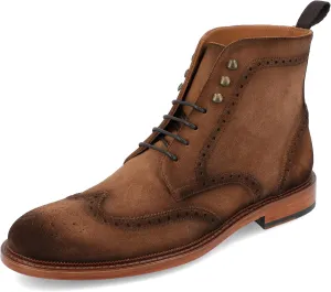 TAFT Mack Boot Handcrafted Burnished Suede Leather Men's Wingtip Brogue Dress Lace-up Boot