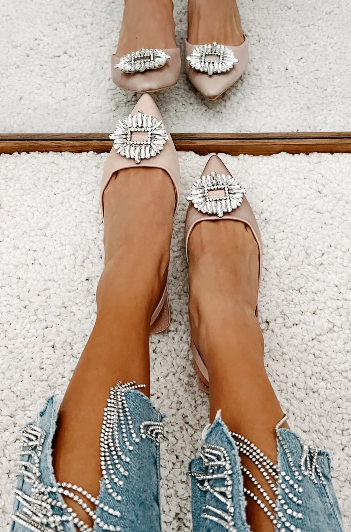 Taste Of Success Satin Slingback Kitten Heels (Beige)