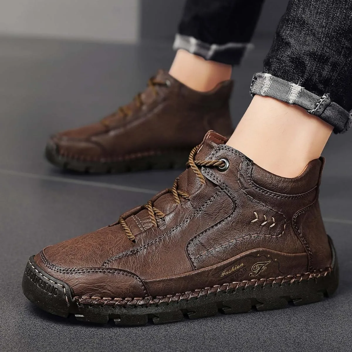 Teresad Shoes Men, Handcrafted Men's Leather Shoes, Men's Breathable Non-Slip Casual Trainers for Outdoor Hiking