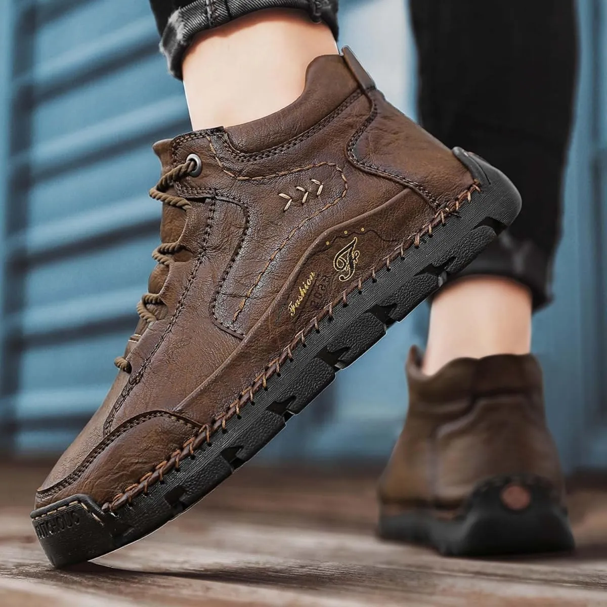 Teresad Shoes Men, Handcrafted Men's Leather Shoes, Men's Breathable Non-Slip Casual Trainers for Outdoor Hiking