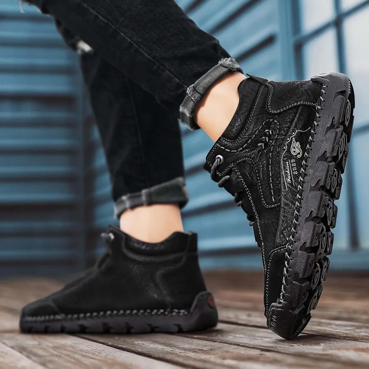 Teresad Shoes Men, Handcrafted Men's Leather Shoes, Men's Breathable Non-Slip Casual Trainers for Outdoor Hiking