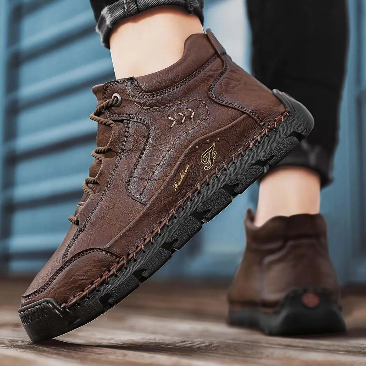 Teresad Shoes Men, Handcrafted Men's Leather Shoes, Men's Breathable Non-Slip Casual Trainers for Outdoor Hiking