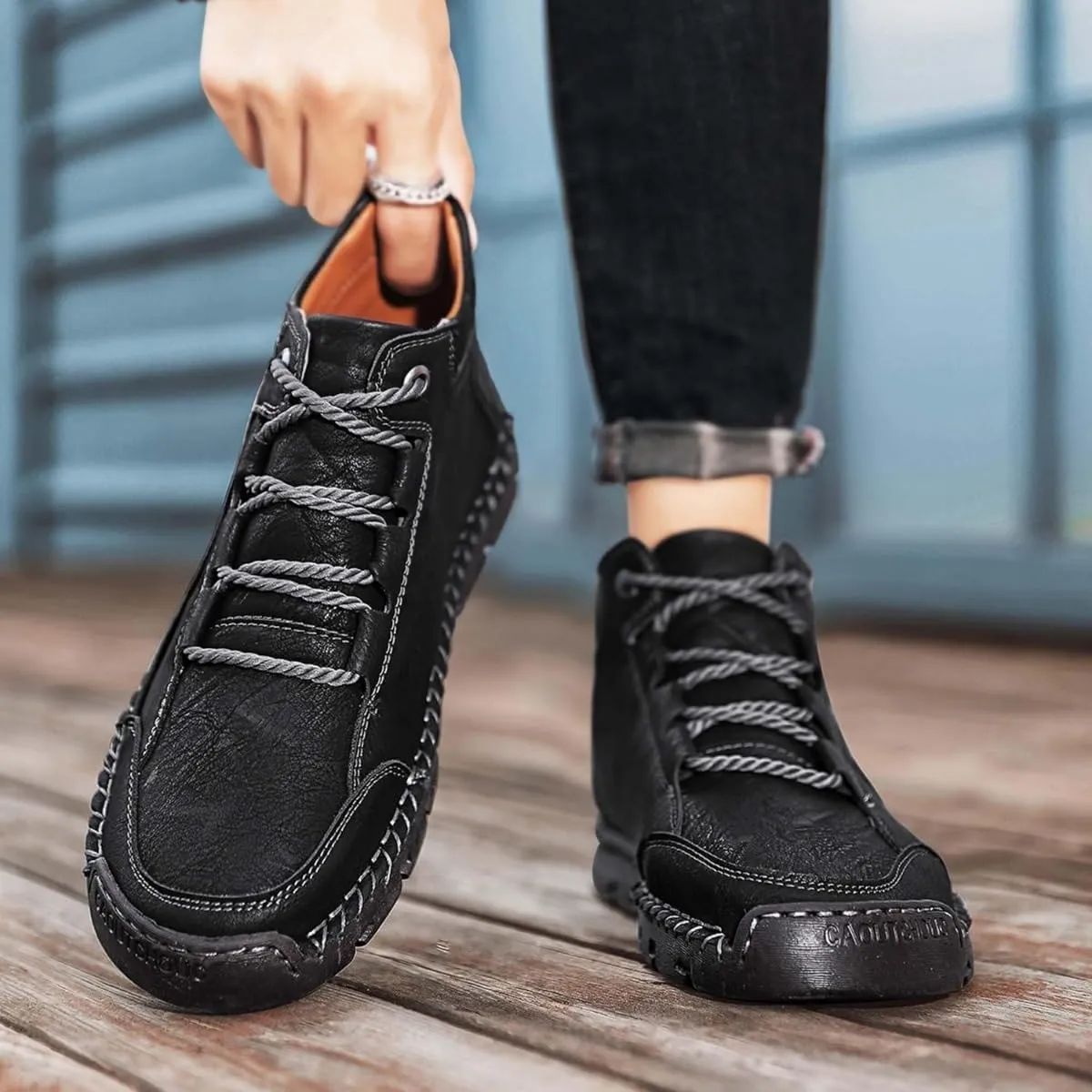 Teresad Shoes Men, Handcrafted Men's Leather Shoes, Men's Breathable Non-Slip Casual Trainers for Outdoor Hiking