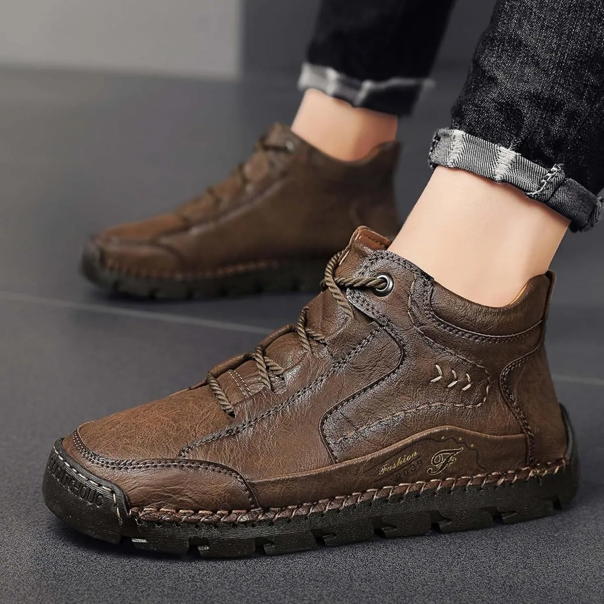 Teresad Shoes Men, Handcrafted Men's Leather Shoes, Men's Breathable Non-Slip Casual Trainers for Outdoor Hiking