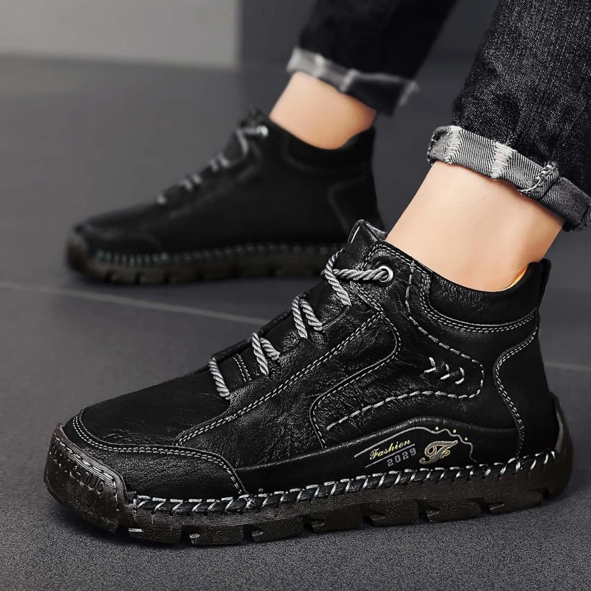 Teresad Shoes Men, Handcrafted Men's Leather Shoes, Men's Breathable Non-Slip Casual Trainers for Outdoor Hiking