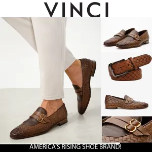 The Vatra Tan Woven Double Monk Strap Men Shoe