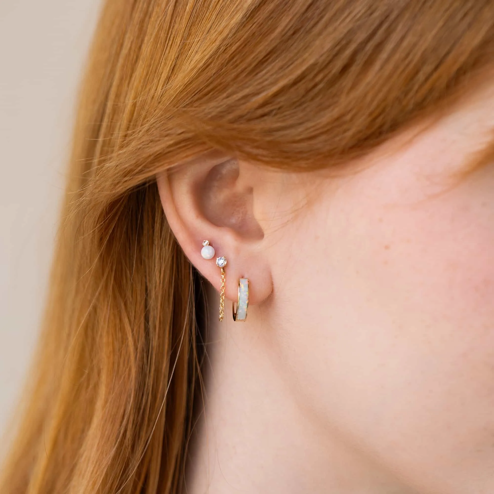 Tiny Sapphire and Chain Studs