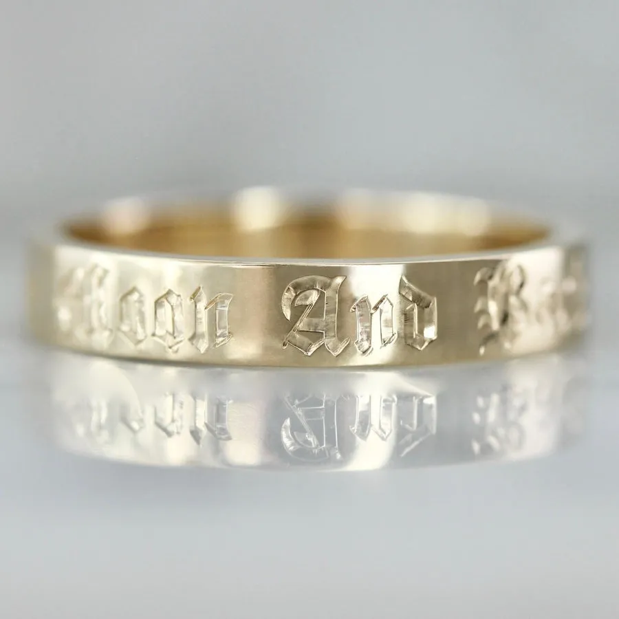To The Moon And Back Engraved Gold Band