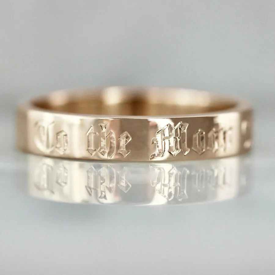 To The Moon And Back Engraved Gold Band