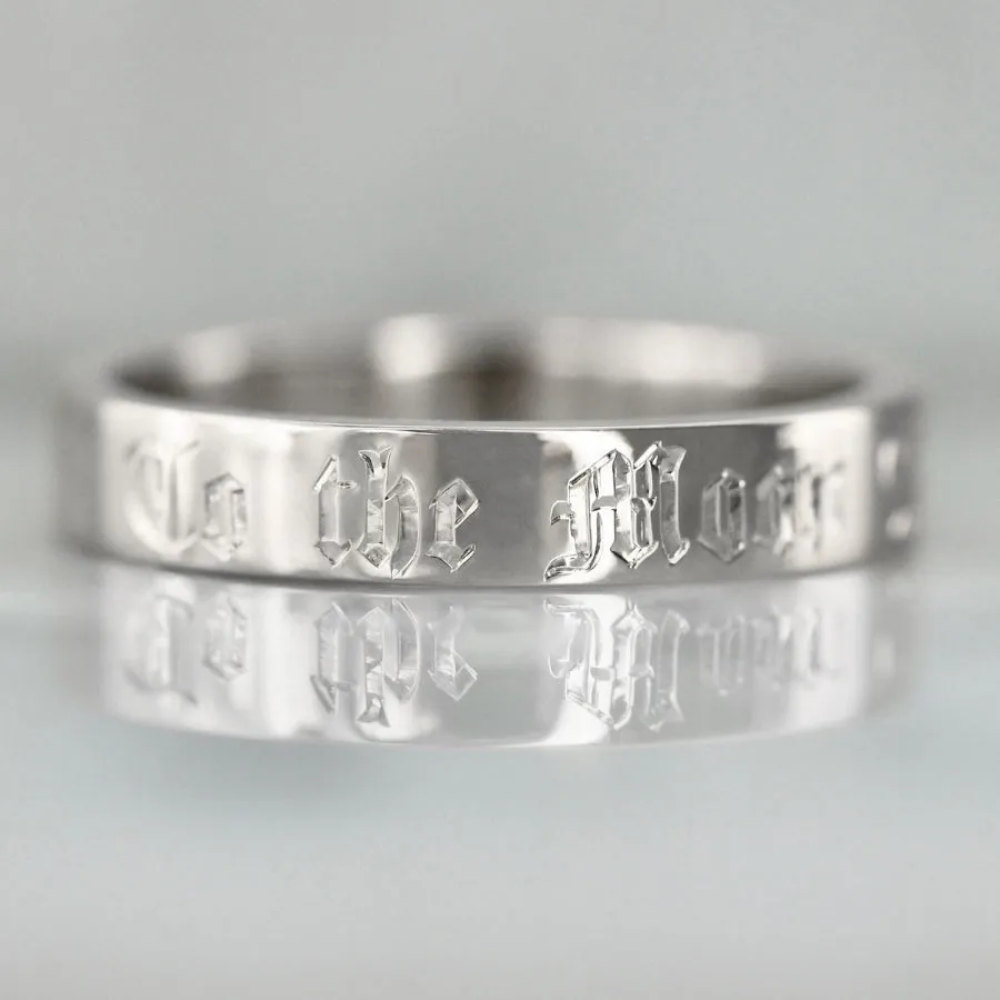 To The Moon And Back Engraved Gold Band