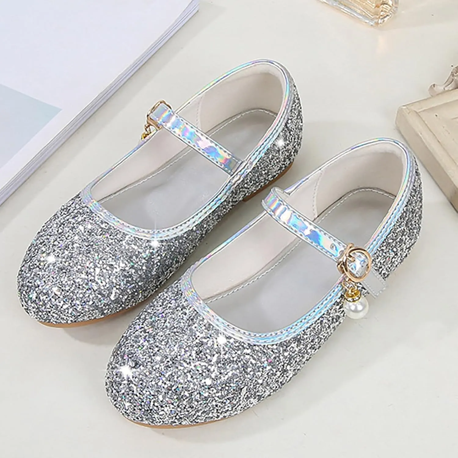 Toddler Flower Girl Dress Shoes Rhinstones Mary Jane Ballet Flats Party Wedding Little School Shoes for Girls