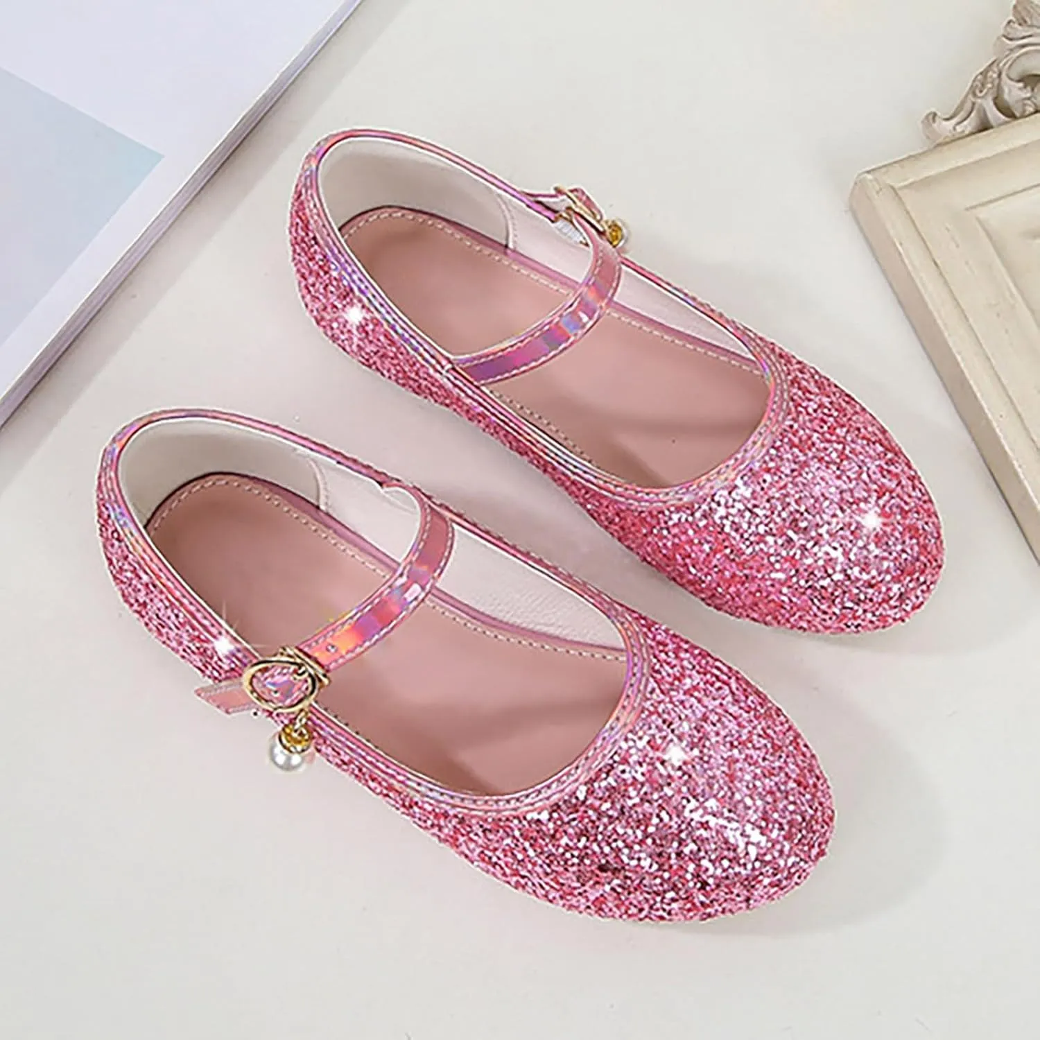 Toddler Flower Girl Dress Shoes Rhinstones Mary Jane Ballet Flats Party Wedding Little School Shoes for Girls