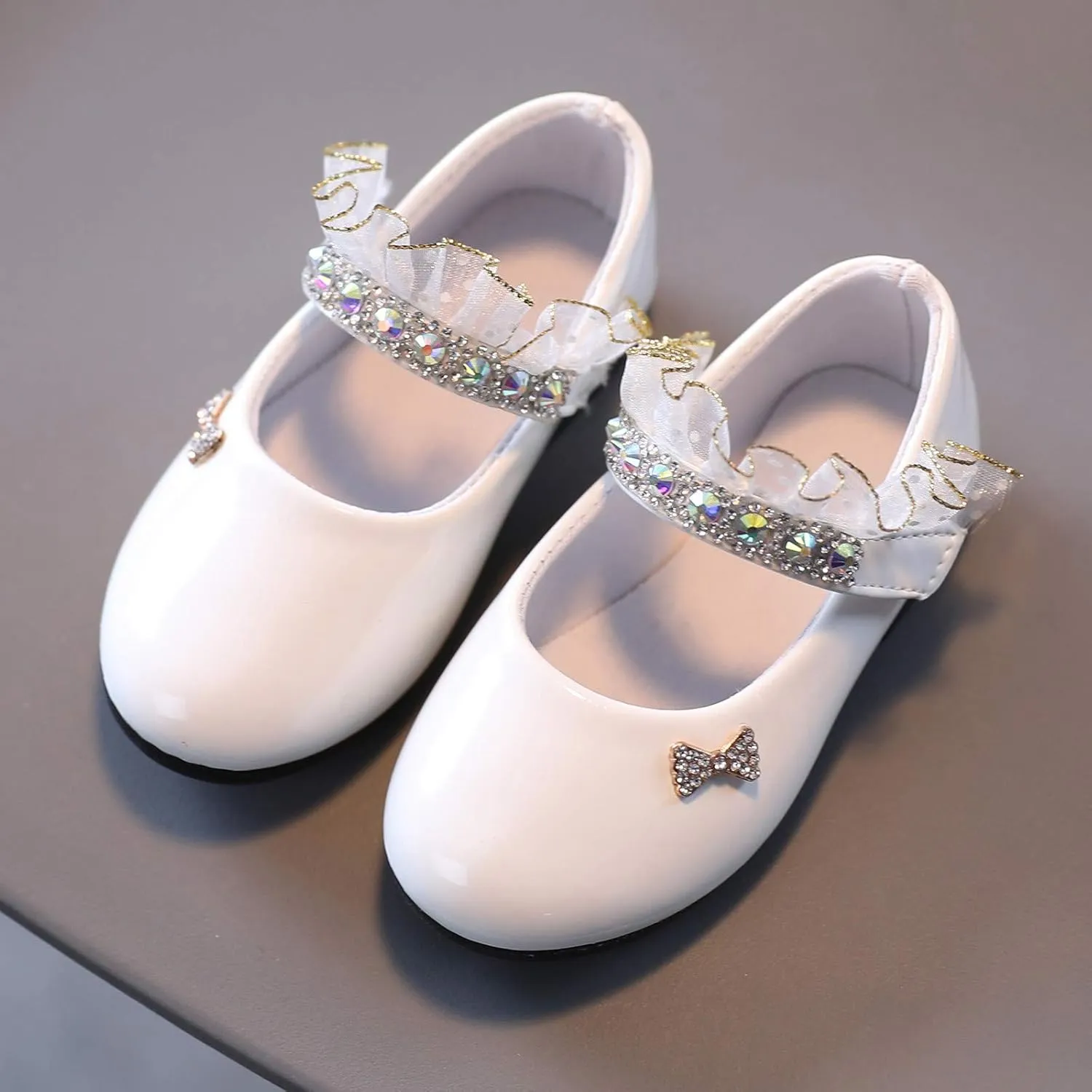 Toddler Girls Dress Shoes Rhinstones Mary Jane Ballet Flats Flower Girl School Party Wedding Shoes Mary Jane Shoes