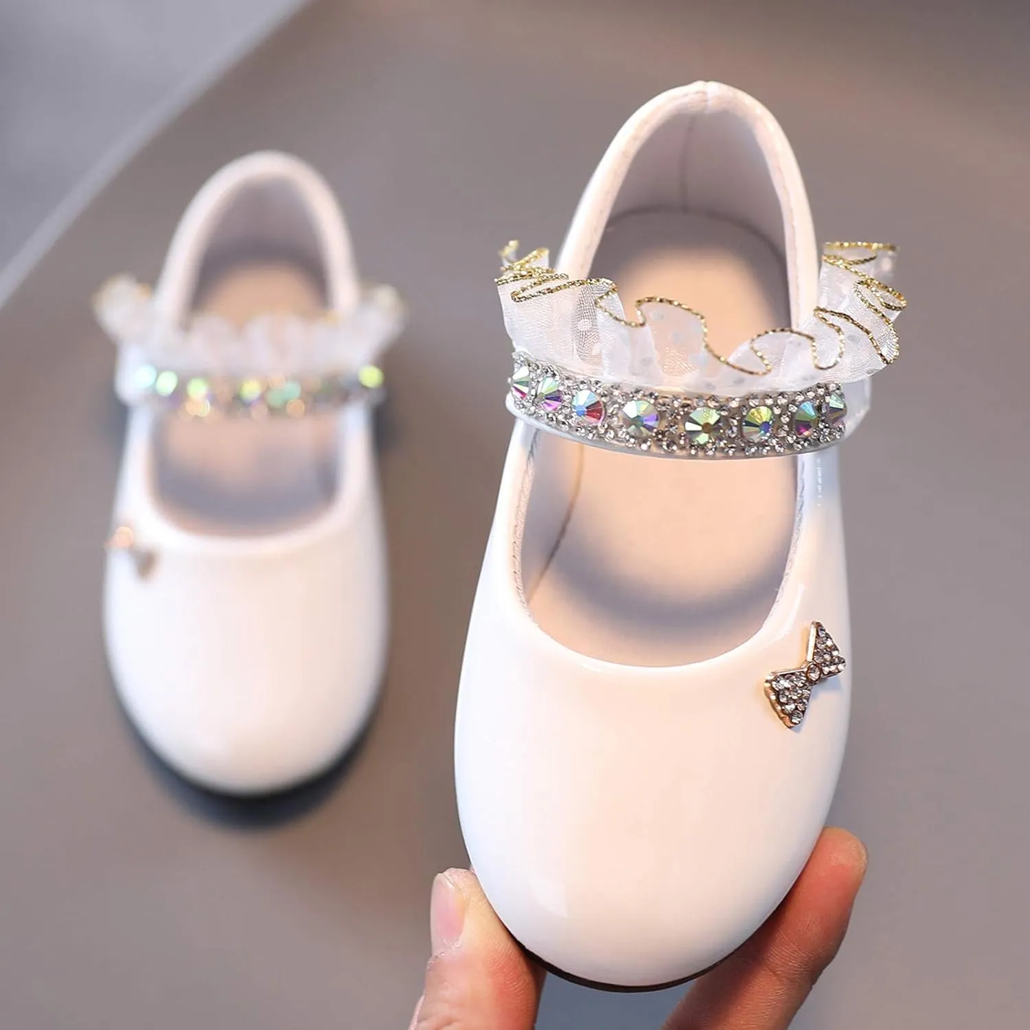 Toddler Girls Dress Shoes Rhinstones Mary Jane Ballet Flats Flower Girl School Party Wedding Shoes Mary Jane Shoes