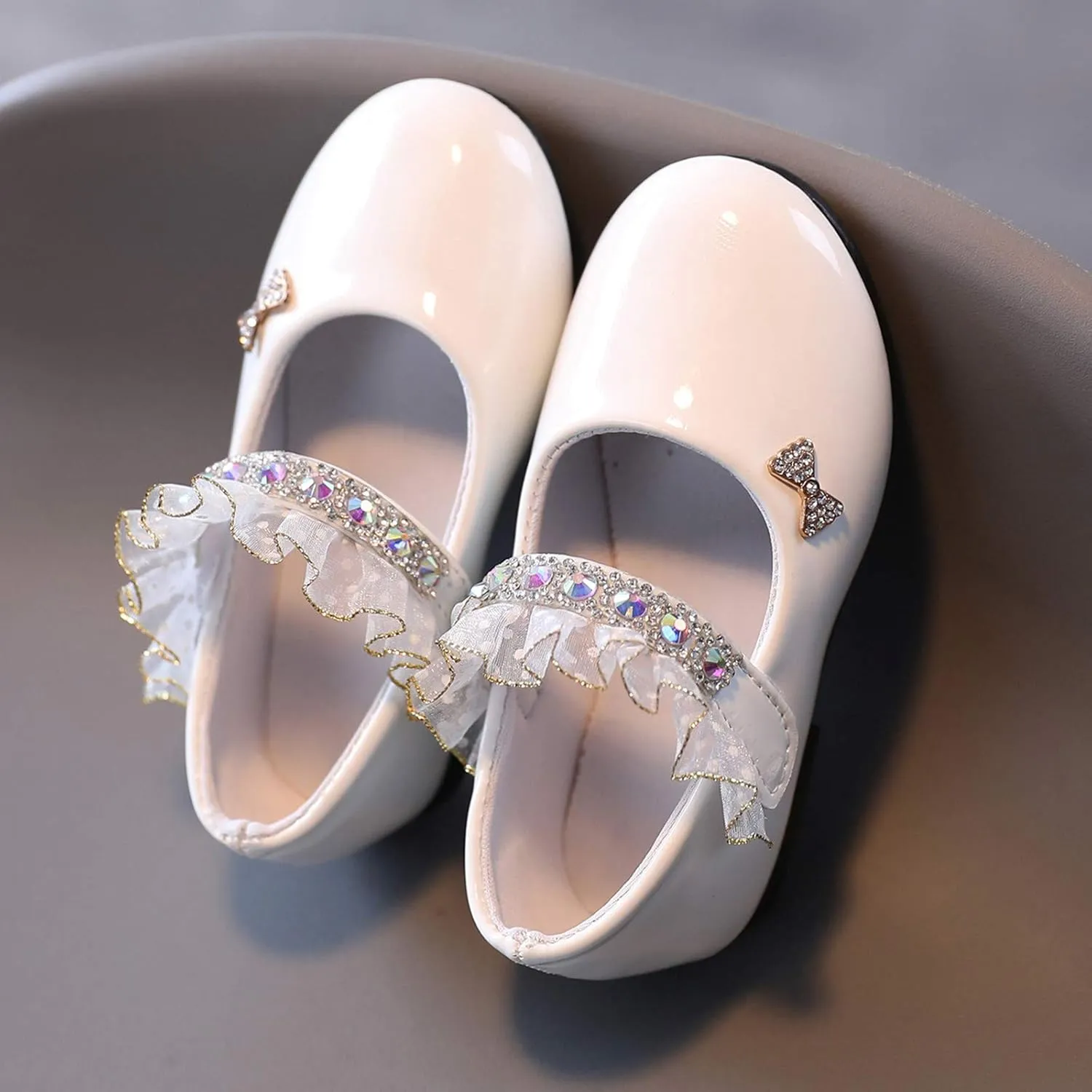 Toddler Girls Dress Shoes Rhinstones Mary Jane Ballet Flats Flower Girl School Party Wedding Shoes Mary Jane Shoes