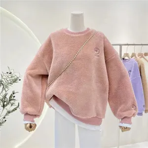 【Tops】フェイクレイヤードラムウールトレーナー    W9212
