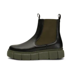 TOVE Black & Khaki Chelsea Boots
