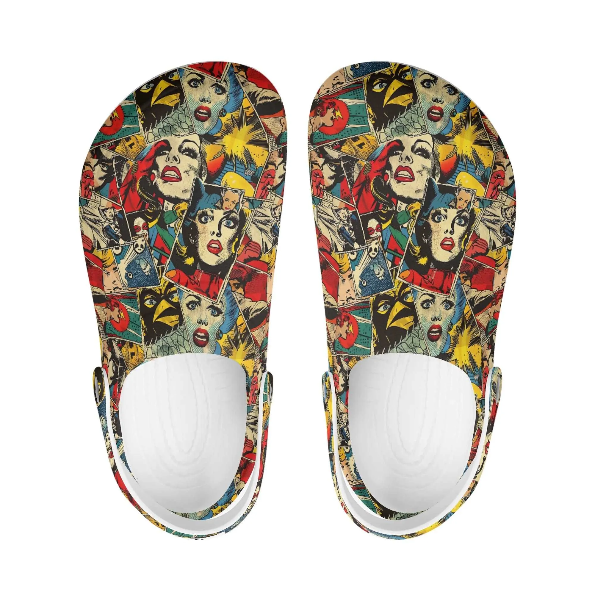 Treadz Nursing Slide On Clogs - Comic Strip