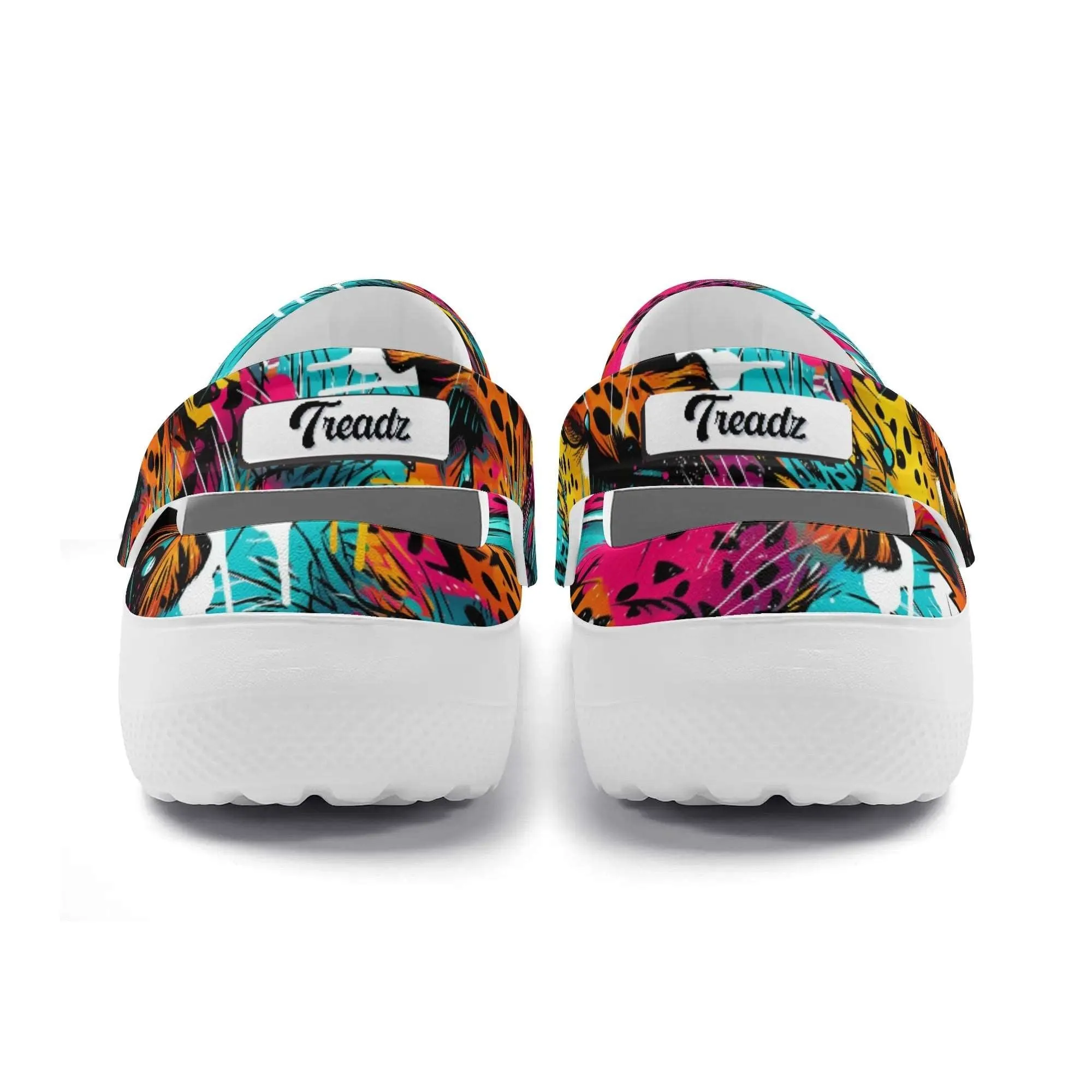 Treadz Nursing Slide On Clogs - Wild Leopard