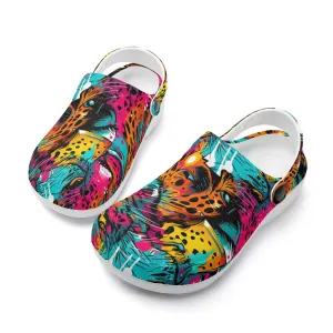 Treadz Nursing Slide On Clogs - Wild Leopard