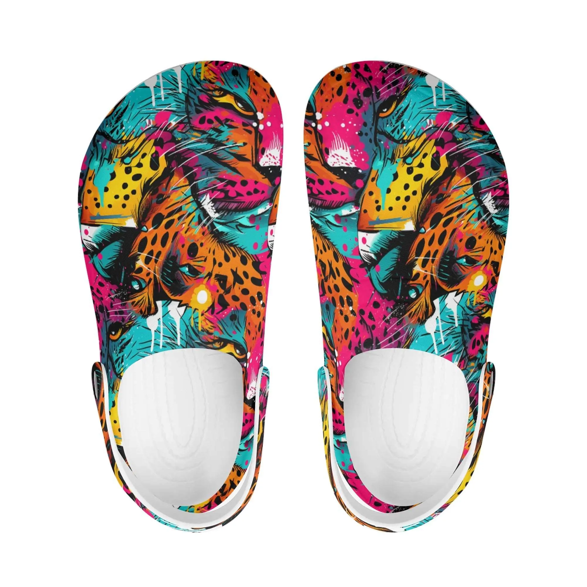 Treadz Nursing Slide On Clogs - Wild Leopard