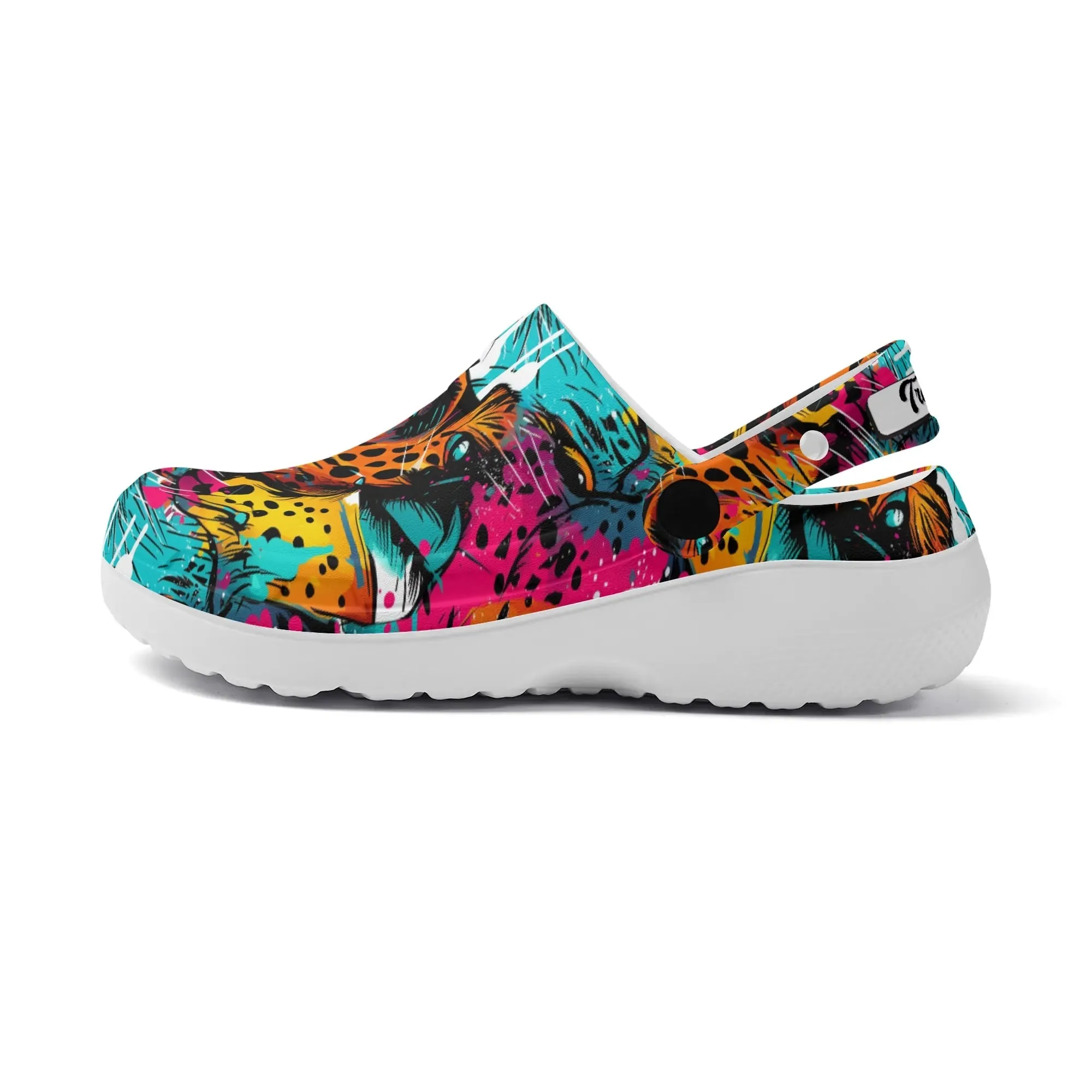 Treadz Nursing Slide On Clogs - Wild Leopard