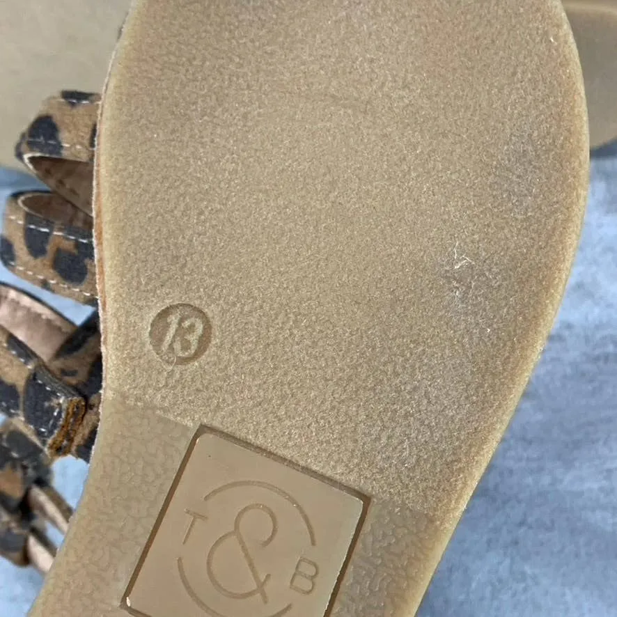 TREASURE & BOND Girl's Tan/Brown Cheetah-Print Alana Gladiator Sandals SZ 13