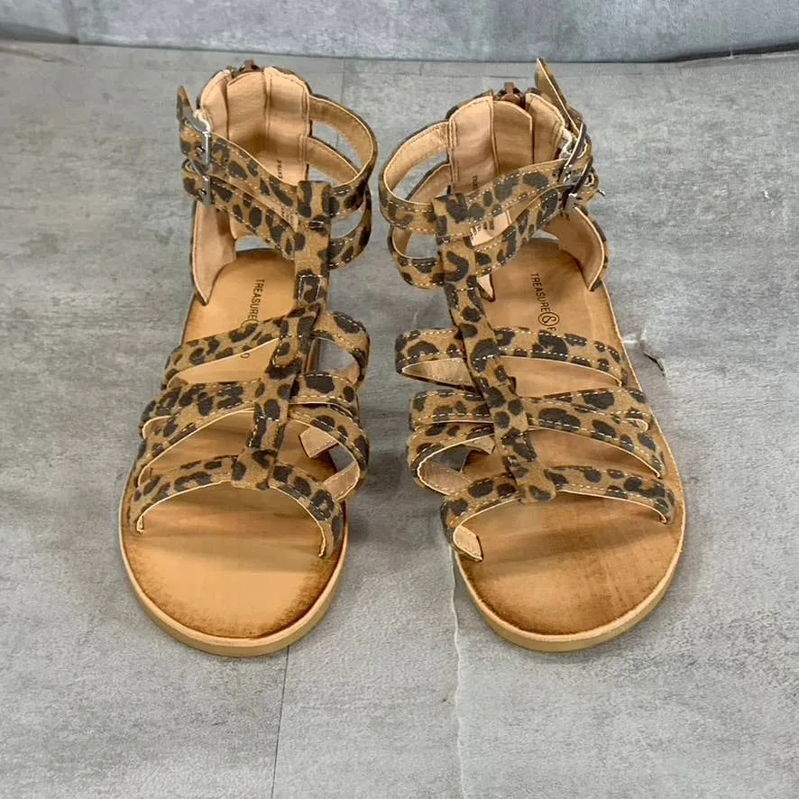 TREASURE & BOND Girl's Tan/Brown Cheetah-Print Alana Gladiator Sandals SZ 13