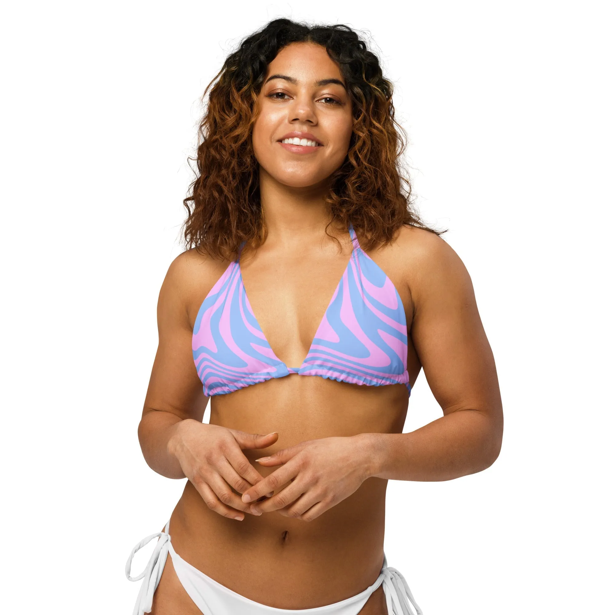 TRIANGLE STRING BIKINI TOP ECO - PINK SWIRLSA