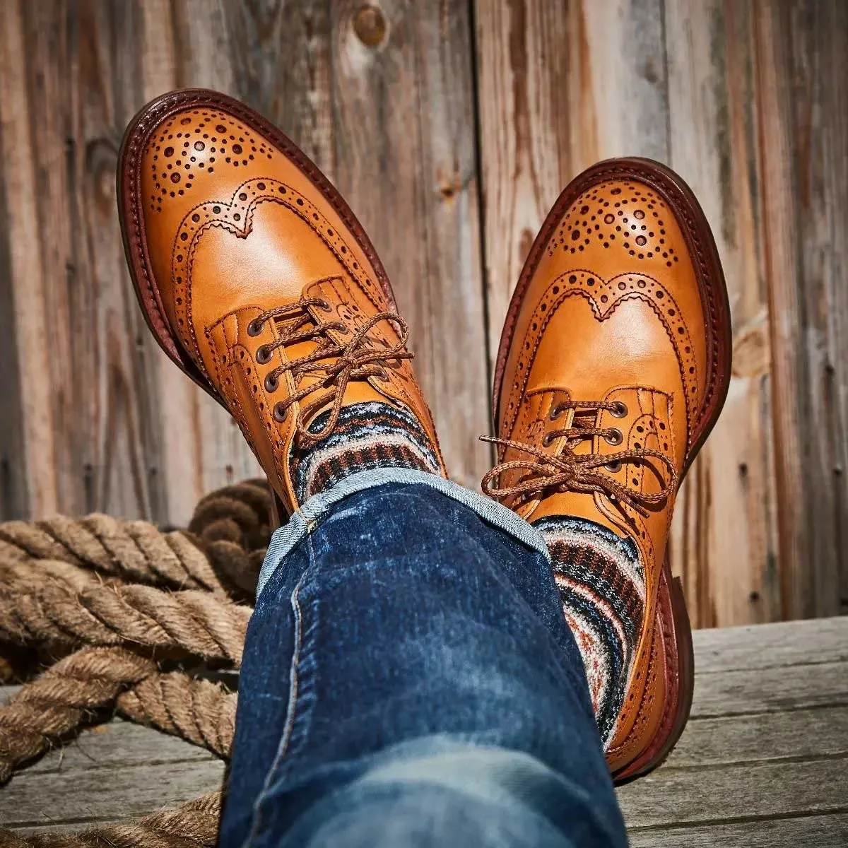 TRICKER'S Bourton Shoes - Mens Dainite or Leather Sole - Acorn Antique