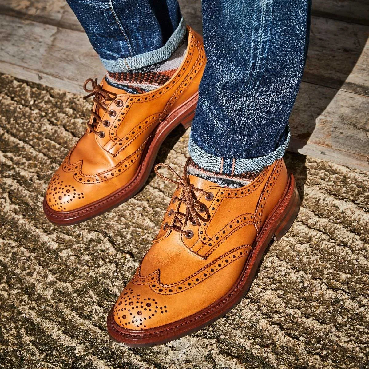 TRICKER'S Bourton Shoes - Mens Dainite or Leather Sole - Acorn Antique