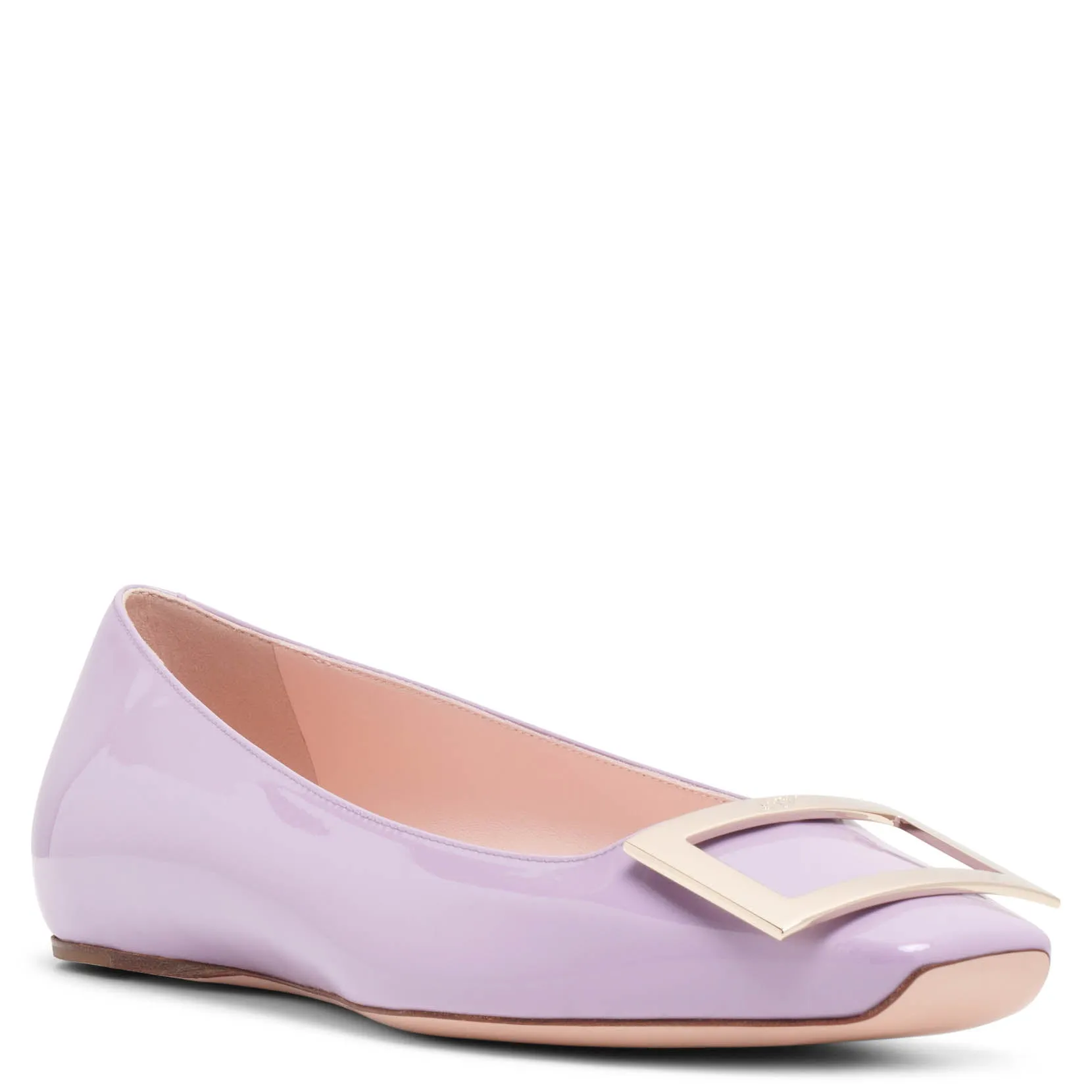 Trompette metal buckle violet patent ballerinas